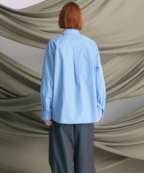 MAISON SPECIAL(メゾンスペシャル)の「《UNISEX》120/2 Suvin Cotton Typewriter Prime-Over Shirt/スビンコットンタイプライタープライムオーバーシャツ【MAISON SPECIAL/メゾンスペシャル】(シャツ/ブラウス・メンズ・ブラック/ライトブルー/サックスブルー/スカイブルー/ホワイト/グレー/ブルー・0/1/2)」の9枚目の写真