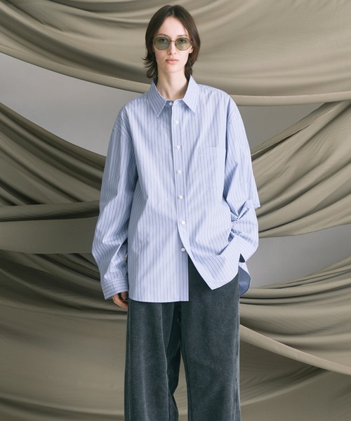 MAISON SPECIAL(メゾンスペシャル)の「《UNISEX》120/2 Suvin Cotton Typewriter Prime-Over Shirt/スビンコットンタイプライタープライムオーバーシャツ【MAISON SPECIAL/メゾンスペシャル】(シャツ/ブラウス・メンズ・ブラック/ライトブルー/サックスブルー/スカイブルー/ホワイト/グレー/ブルー・0/1/2)」の10枚目の写真