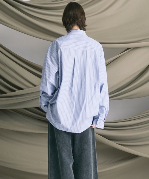 MAISON SPECIAL(メゾンスペシャル)の「《UNISEX》120/2 Suvin Cotton Typewriter Prime-Over Shirt/スビンコットンタイプライタープライムオーバーシャツ【MAISON SPECIAL/メゾンスペシャル】(シャツ/ブラウス・メンズ・ブラック/ライトブルー/サックスブルー/スカイブルー/ホワイト/グレー/ブルー・0/1/2)」の12枚目の写真