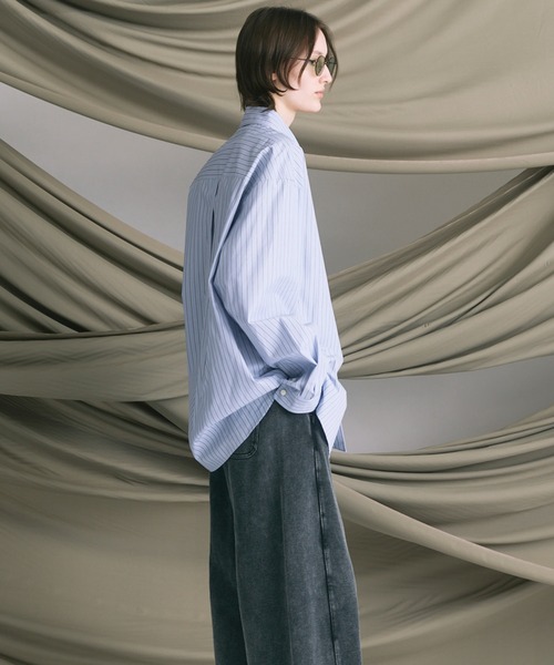 MAISON SPECIAL(メゾンスペシャル)の「《UNISEX》120/2 Suvin Cotton Typewriter Prime-Over Shirt/スビンコットンタイプライタープライムオーバーシャツ【MAISON SPECIAL/メゾンスペシャル】(シャツ/ブラウス・メンズ・ブラック/ライトブルー/サックスブルー/スカイブルー/ホワイト/グレー/ブルー・0/1/2)」の11枚目の写真