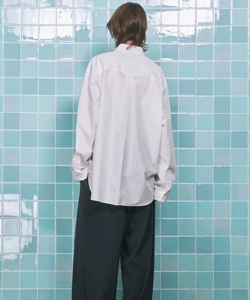 MAISON SPECIAL(メゾンスペシャル)の「《UNISEX》120/2 Suvin Cotton Typewriter Prime-Over Shirt/スビンコットンタイプライタープライムオーバーシャツ【MAISON SPECIAL/メゾンスペシャル】(シャツ/ブラウス・メンズ・ブラック/ライトブルー/サックスブルー/スカイブルー/ホワイト/グレー/ブルー・0/1/2)」の15枚目の写真