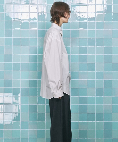 MAISON SPECIAL(メゾンスペシャル)の「《UNISEX》120/2 Suvin Cotton Typewriter Prime-Over Shirt/スビンコットンタイプライタープライムオーバーシャツ【MAISON SPECIAL/メゾンスペシャル】(シャツ/ブラウス・メンズ・ブラック/ライトブルー/サックスブルー/スカイブルー/ホワイト/グレー/ブルー・0/1/2)」の14枚目の写真