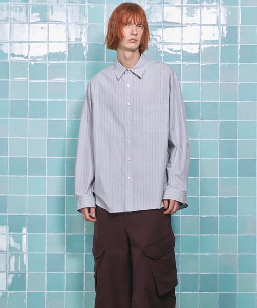 MAISON SPECIAL(メゾンスペシャル)の「《UNISEX》120/2 Suvin Cotton Typewriter Prime-Over Shirt/スビンコットンタイプライタープライムオーバーシャツ【MAISON SPECIAL/メゾンスペシャル】(シャツ/ブラウス・メンズ・ブラック/ライトブルー/サックスブルー/スカイブルー/ホワイト/グレー/ブルー・0/1/2)」の16枚目の写真