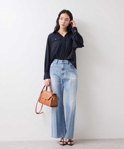 VIS（ビス）の「フレアシルエットデニム（デニムパンツ・レディース・サックスブルー/ネイビー・M/S）」の5枚目の写真