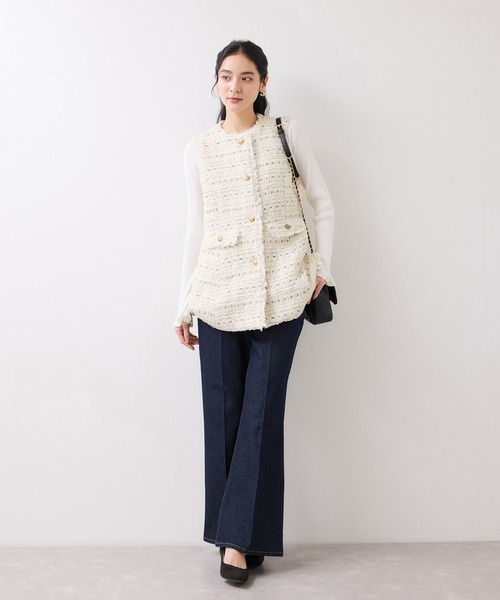 VIS（ビス）の「フレアシルエットデニム（デニムパンツ・レディース・サックスブルー/ネイビー・M/S）」の13枚目の写真