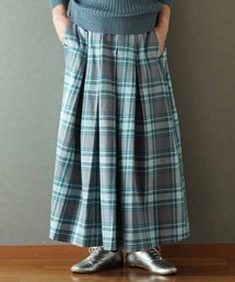 THREE FIFTY STANDARD 金子敦子さんと作ったチェックのギャザースカート〈ライトブルー〉