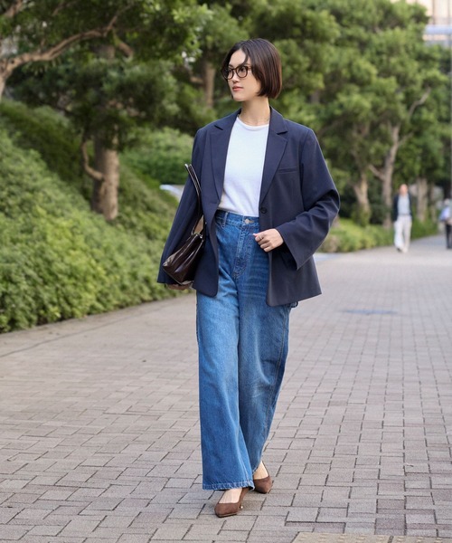 BAYFLOW（ベイフロー）の「【KARENさんコラボ】ジャケット（テーラードジャケット・レディース・グレイッシュベージュ/ネイビー・SMALL/MEDIUM）」の9枚目の写真