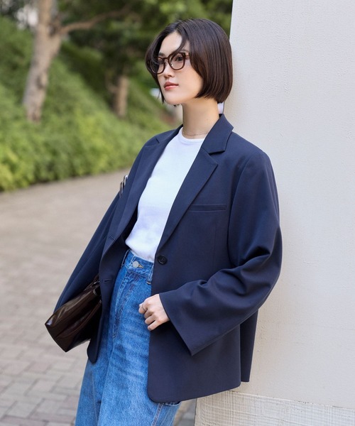 BAYFLOW（ベイフロー）の「【KARENさんコラボ】ジャケット（テーラードジャケット・レディース・グレイッシュベージュ/ネイビー・SMALL/MEDIUM）」の11枚目の写真