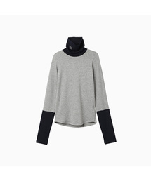 Track Warmer Color Turtleneck T Shirt_Melange Gray