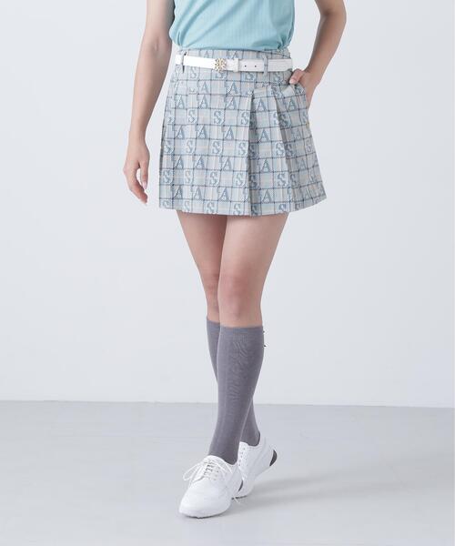 St ANDREWS(セントアンドリュース)の「【St ANDREWS】ロゴチェックジャガードスカート (WOMENS)(スカート・レディース・ブラック/ベージュ・M/SS/S/L)」の2枚目の写真