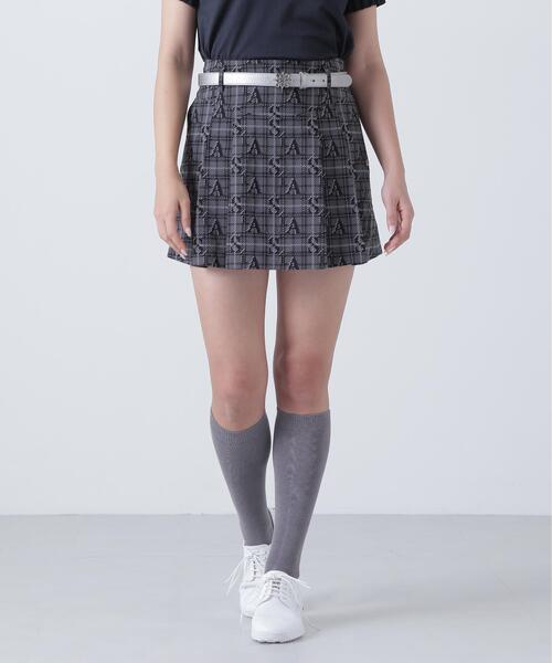 St ANDREWS(セントアンドリュース)の「【St ANDREWS】ロゴチェックジャガードスカート (WOMENS)(スカート・レディース・ブラック/ベージュ・M/SS/S/L)」の1枚目の写真