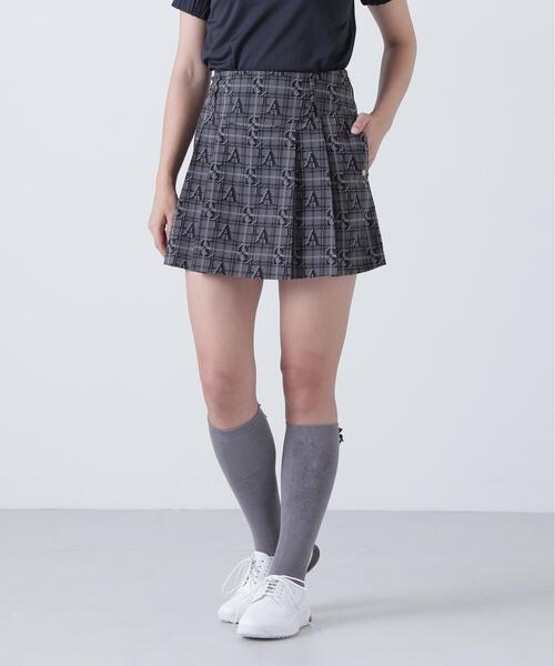 St ANDREWS(セントアンドリュース)の「【St ANDREWS】ロゴチェックジャガードスカート (WOMENS)(スカート・レディース・ブラック/ベージュ・M/SS/S/L)」の3枚目の写真