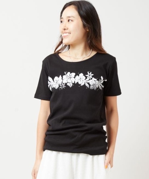Kahiko(カヒコ)の「【Kahiko】エレエレフラTシャツ(Tシャツ/カットソー・レディース・ホワイト/ブラック・L/M)」の1枚目の写真