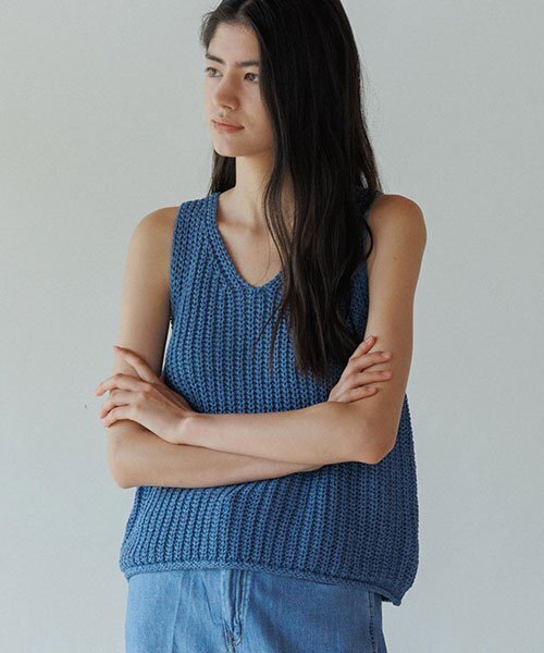 LINGSEOUL(リングソウル)の「hanji blended knit vest-blue(Tシャツ/カットソー・レディース・その他・FREE)」の1枚目の写真