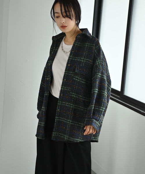 STYLE DELI(スタイルデリ)の「【BLK001】ビッグチェック柄シャツジャケット(シャツ/ブラウス・レディース・グリーン/ピンク・FREE)」の10枚目の写真