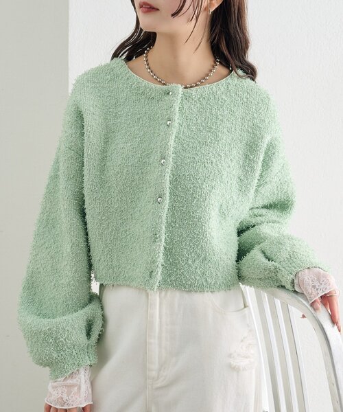 mystic（ミスティック）の「26SSミニフリンジカーディガン（カーディガン/ボレロ・レディース・オフホワイト/ブラック/グリーン・FREE）」の3枚目の写真