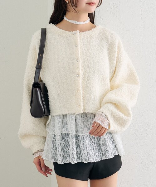 mystic（ミスティック）の「26SSミニフリンジカーディガン（カーディガン/ボレロ・レディース・オフホワイト/ブラック/グリーン・FREE）」の4枚目の写真