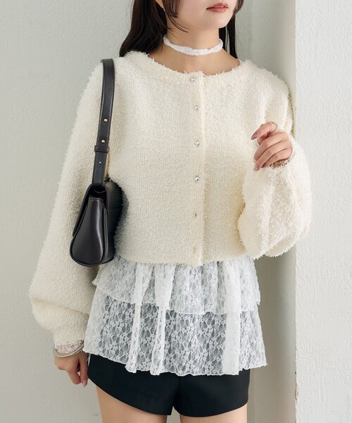 mystic（ミスティック）の「26SSミニフリンジカーディガン（カーディガン/ボレロ・レディース・オフホワイト/ブラック/グリーン・FREE）」の5枚目の写真