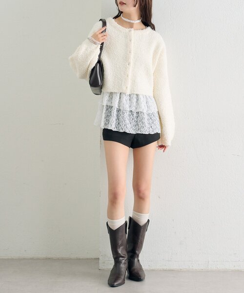 mystic（ミスティック）の「26SSミニフリンジカーディガン（カーディガン/ボレロ・レディース・オフホワイト/ブラック/グリーン・FREE）」の8枚目の写真