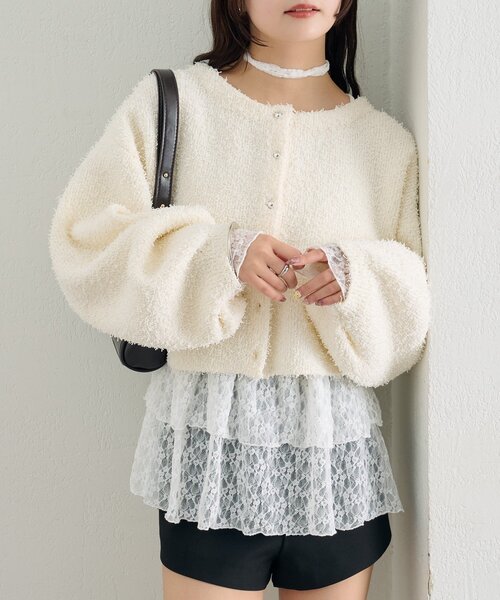 mystic（ミスティック）の「26SSミニフリンジカーディガン（カーディガン/ボレロ・レディース・オフホワイト/ブラック/グリーン・FREE）」の9枚目の写真