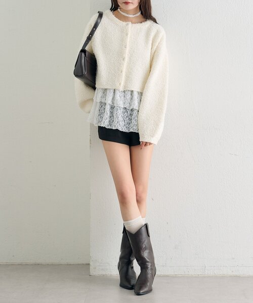 mystic（ミスティック）の「26SSミニフリンジカーディガン（カーディガン/ボレロ・レディース・オフホワイト/ブラック/グリーン・FREE）」の11枚目の写真