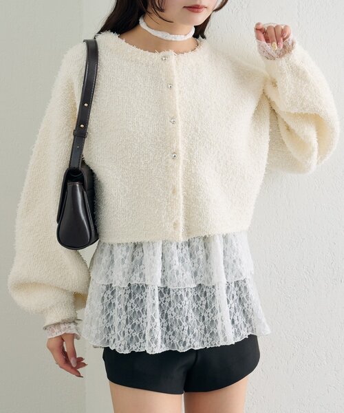 mystic（ミスティック）の「26SSミニフリンジカーディガン（カーディガン/ボレロ・レディース・オフホワイト/ブラック/グリーン・FREE）」の13枚目の写真