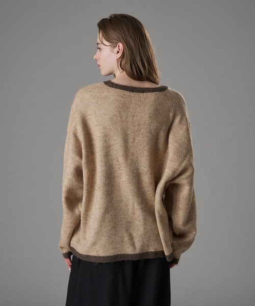 ONCILY(オンシェリー)の「COLOR ACCENT HENRY NECK KNIT / 配色ヘンリーネックニット(ニット/セーター・メンズ・ネイビー/グレー/アイボリー・SMALL/MEDIUM/LARGE)」の11枚目の写真