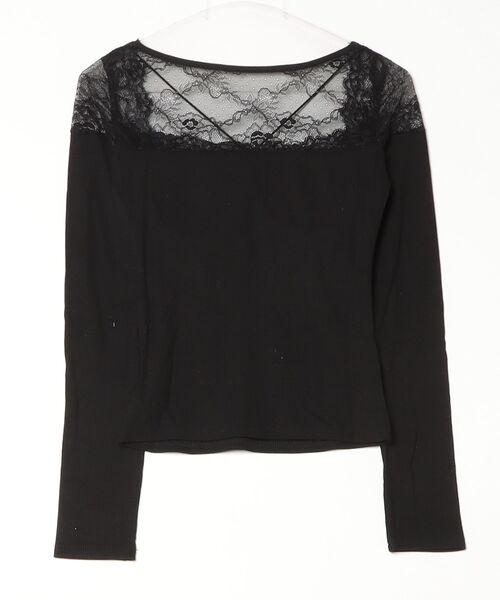 Nadana（ナダナ）の「カップ付きレース切替クロスストラップトップス（Tシャツ/カットソー・レディース・ブラック/アイボリー・FREE）」の19枚目の写真