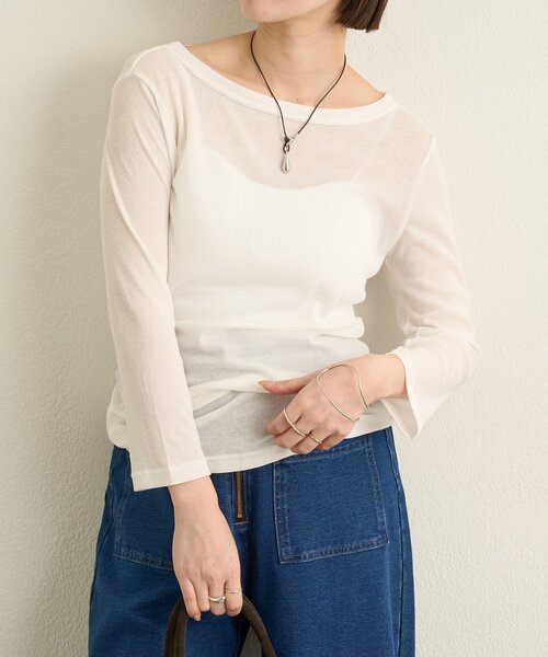 Omekashi(オメカシ)の「コットンテレコプルオーバー(Tシャツ/カットソー・レディース・ブラック/オフホワイト/ピンク・FREE)」の2枚目の写真