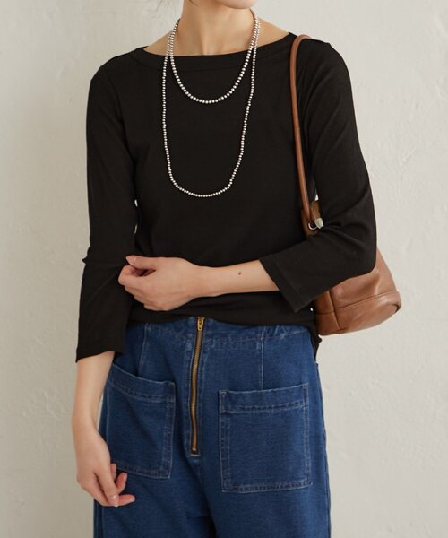 Omekashi(オメカシ)の「コットンテレコプルオーバー(Tシャツ/カットソー・レディース・ブラック/オフホワイト/ピンク・FREE)」の1枚目の写真