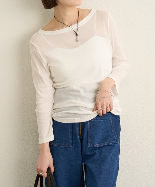 Omekashi(オメカシ)の「コットンテレコプルオーバー(Tシャツ/カットソー・レディース・ブラック/オフホワイト/ピンク・FREE)」の4枚目の写真