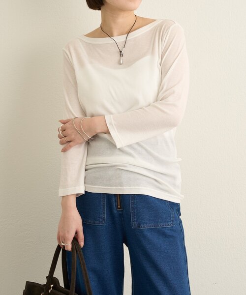 Omekashi(オメカシ)の「コットンテレコプルオーバー(Tシャツ/カットソー・レディース・ブラック/オフホワイト/ピンク・FREE)」の6枚目の写真