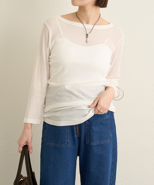 Omekashi(オメカシ)の「コットンテレコプルオーバー(Tシャツ/カットソー・レディース・ブラック/オフホワイト/ピンク・FREE)」の7枚目の写真