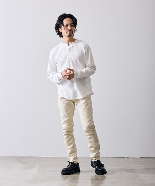 improves（インプローブス）の「ワッフル ヘンリー ネック 長袖Tシャツ（Tシャツ/カットソー・メンズ・ブラック/ホワイト・SMALL/MEDIUM/LARGE）」の19枚目の写真