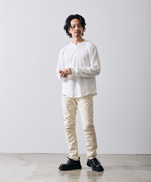 improves（インプローブス）の「ワッフル ヘンリー ネック 長袖Tシャツ（Tシャツ/カットソー・メンズ・ブラック/ホワイト・SMALL/MEDIUM/LARGE）」の21枚目の写真