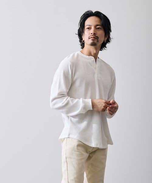 improves（インプローブス）の「ワッフル ヘンリー ネック 長袖Tシャツ（Tシャツ/カットソー・メンズ・ブラック/ホワイト・SMALL/MEDIUM/LARGE）」の4枚目の写真