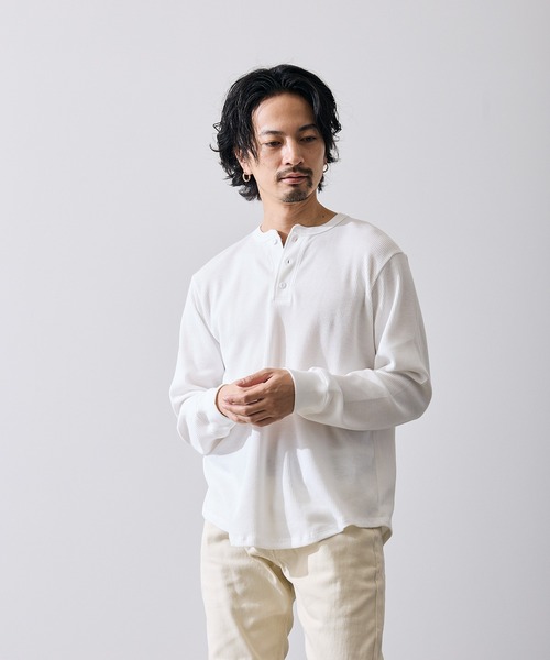 improves（インプローブス）の「ワッフル ヘンリー ネック 長袖Tシャツ（Tシャツ/カットソー・メンズ・ブラック/ホワイト・SMALL/MEDIUM/LARGE）」の5枚目の写真