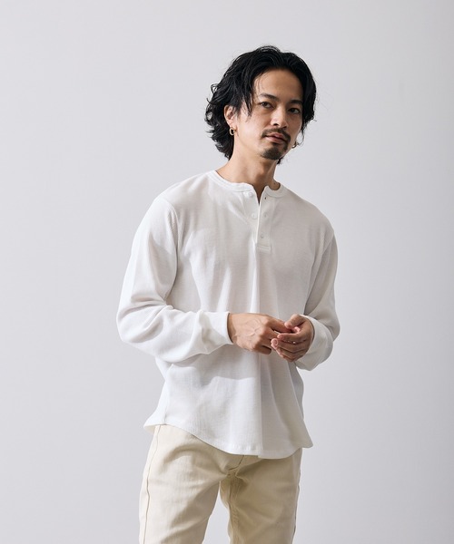 improves（インプローブス）の「ワッフル ヘンリー ネック 長袖Tシャツ（Tシャツ/カットソー・メンズ・ブラック/ホワイト・SMALL/MEDIUM/LARGE）」の6枚目の写真