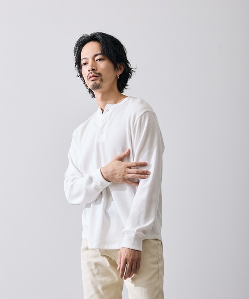 improves（インプローブス）の「ワッフル ヘンリー ネック 長袖Tシャツ（Tシャツ/カットソー・メンズ・ブラック/ホワイト・SMALL/MEDIUM/LARGE）」の8枚目の写真
