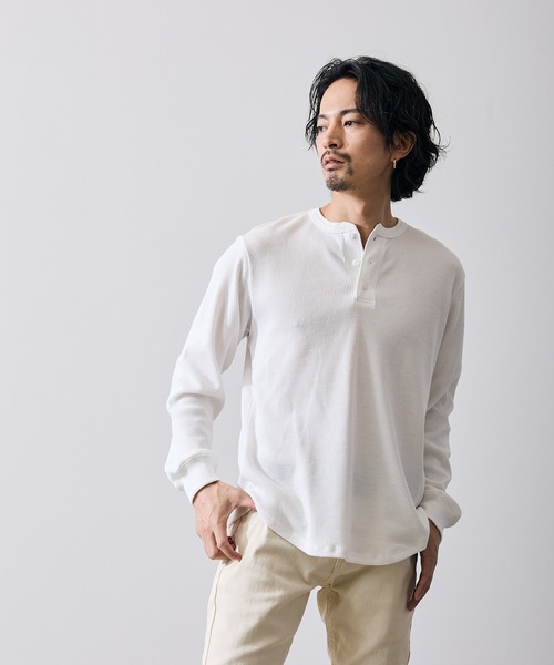 improves（インプローブス）の「ワッフル ヘンリー ネック 長袖Tシャツ（Tシャツ/カットソー・メンズ・ブラック/ホワイト・SMALL/MEDIUM/LARGE）」の9枚目の写真