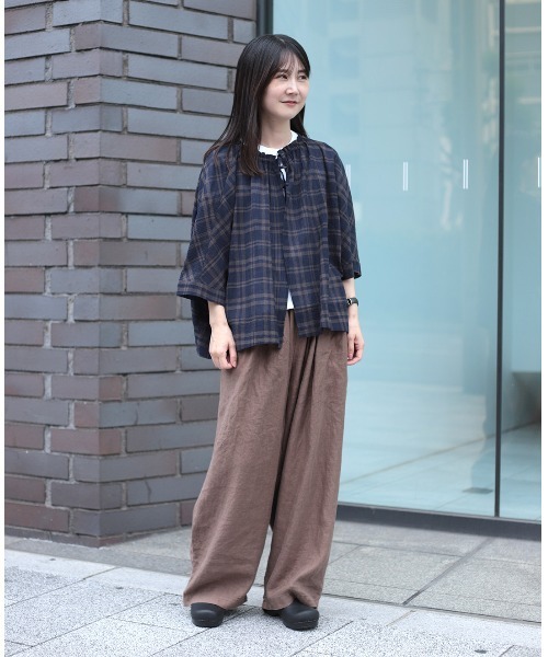 Brocante（ブロカント）の「[Brocante / ブロカント] ボイルローンチェック カプシャツ（シャツ/ブラウス・レディース・ネイビー系/グレー系その他・2）」の22枚目の写真