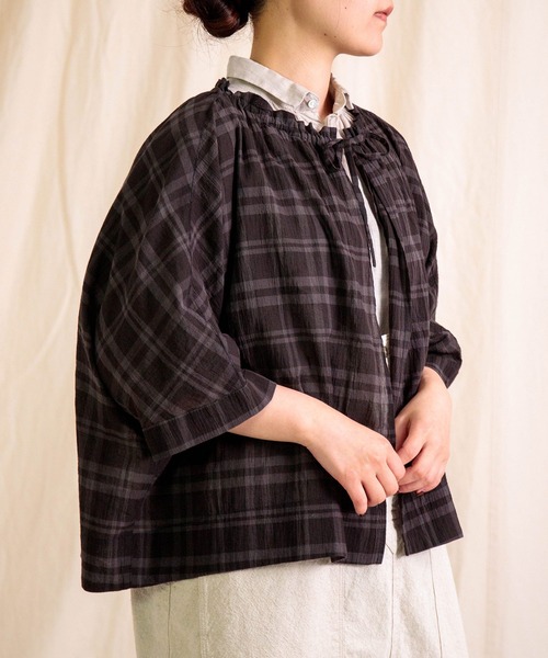 Brocante（ブロカント）の「[Brocante / ブロカント] ボイルローンチェック カプシャツ（シャツ/ブラウス・レディース・ネイビー系/グレー系その他・2）」の10枚目の写真