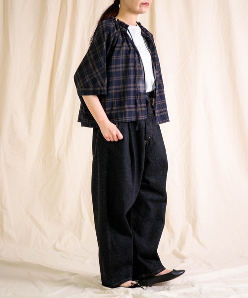 Brocante（ブロカント）の「[Brocante / ブロカント] ボイルローンチェック カプシャツ（シャツ/ブラウス・レディース・ネイビー系/グレー系その他・2）」の5枚目の写真