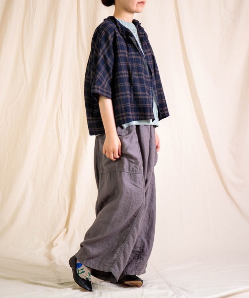 Brocante（ブロカント）の「[Brocante / ブロカント] ボイルローンチェック カプシャツ（シャツ/ブラウス・レディース・ネイビー系/グレー系その他・2）」の7枚目の写真
