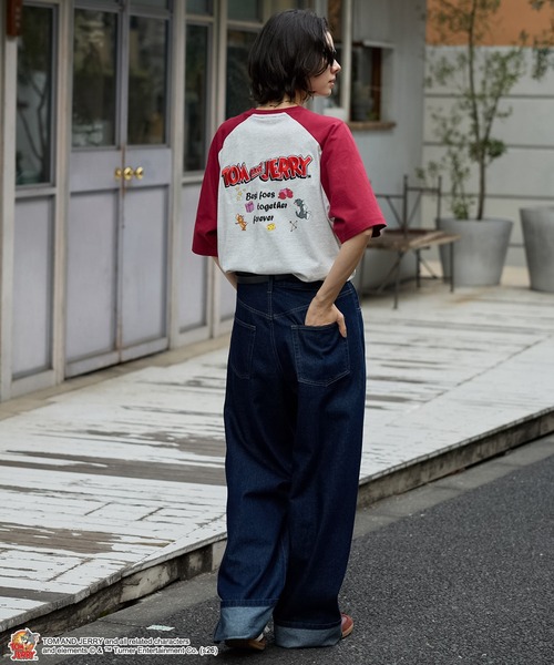 Tom&Jerry(トムアンドジェリー)の「【TOM and JERRY】別注 ヴィンテージデザイン プリント 刺繍 オーバーサイズ 半袖Tシャツ(Tシャツ/カットソー・レディース・ワイン系/オフホワイト/ネイビー/スミクロ/ブラック系・L/M)」の21枚目の写真