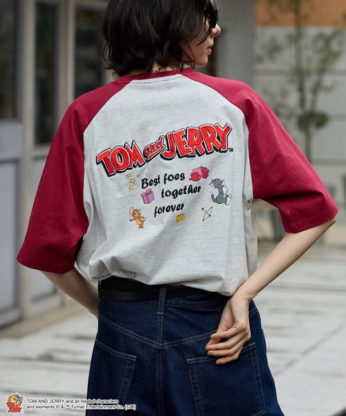 Tom&Jerry(トムアンドジェリー)の「【TOM and JERRY】別注 ヴィンテージデザイン プリント 刺繍 オーバーサイズ 半袖Tシャツ(Tシャツ/カットソー・レディース・ワイン系/オフホワイト/ネイビー/スミクロ/ブラック系・L/M)」の22枚目の写真