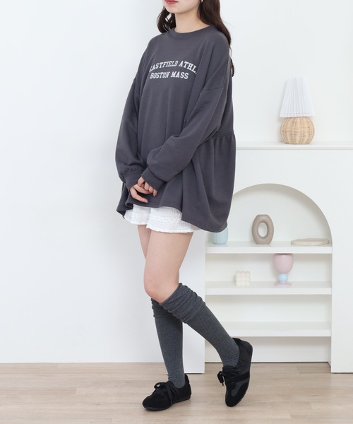 myke(ミーカ)の「myke 裏毛 リメイク風 プルオーバー 英字プリント(スウェット・レディース・チャコール/オートミール/ライトグリーン/アイボリー・M)」の10枚目の写真