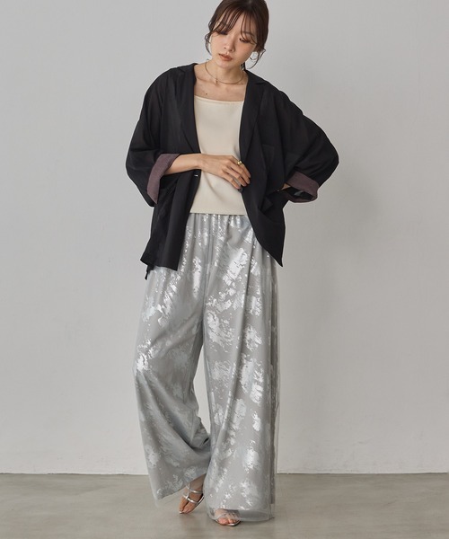 hunch（ハンチ）の「箔プリント チュールレイヤードパンツ（その他パンツ・レディース・ブルー系その他/ピンク系その他/ブラック系その他・FREE）」の8枚目の写真