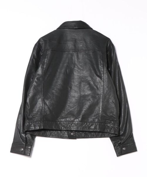 ALLSAINTS（オールセインツ）の「SHELTON LEATHER TRUCKER JACKET | SHELTON レザー トラッカー ジャケット（その他アウター・メンズ・ブラック・XS/M/L/XL/S）」の7枚目の写真