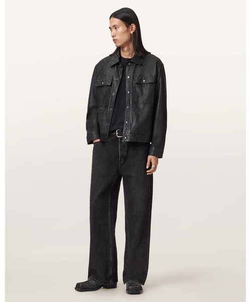 ALLSAINTS（オールセインツ）の「SHELTON LEATHER TRUCKER JACKET | SHELTON レザー トラッカー ジャケット（その他アウター・メンズ・ブラック・XS/M/L/XL/S）」の4枚目の写真